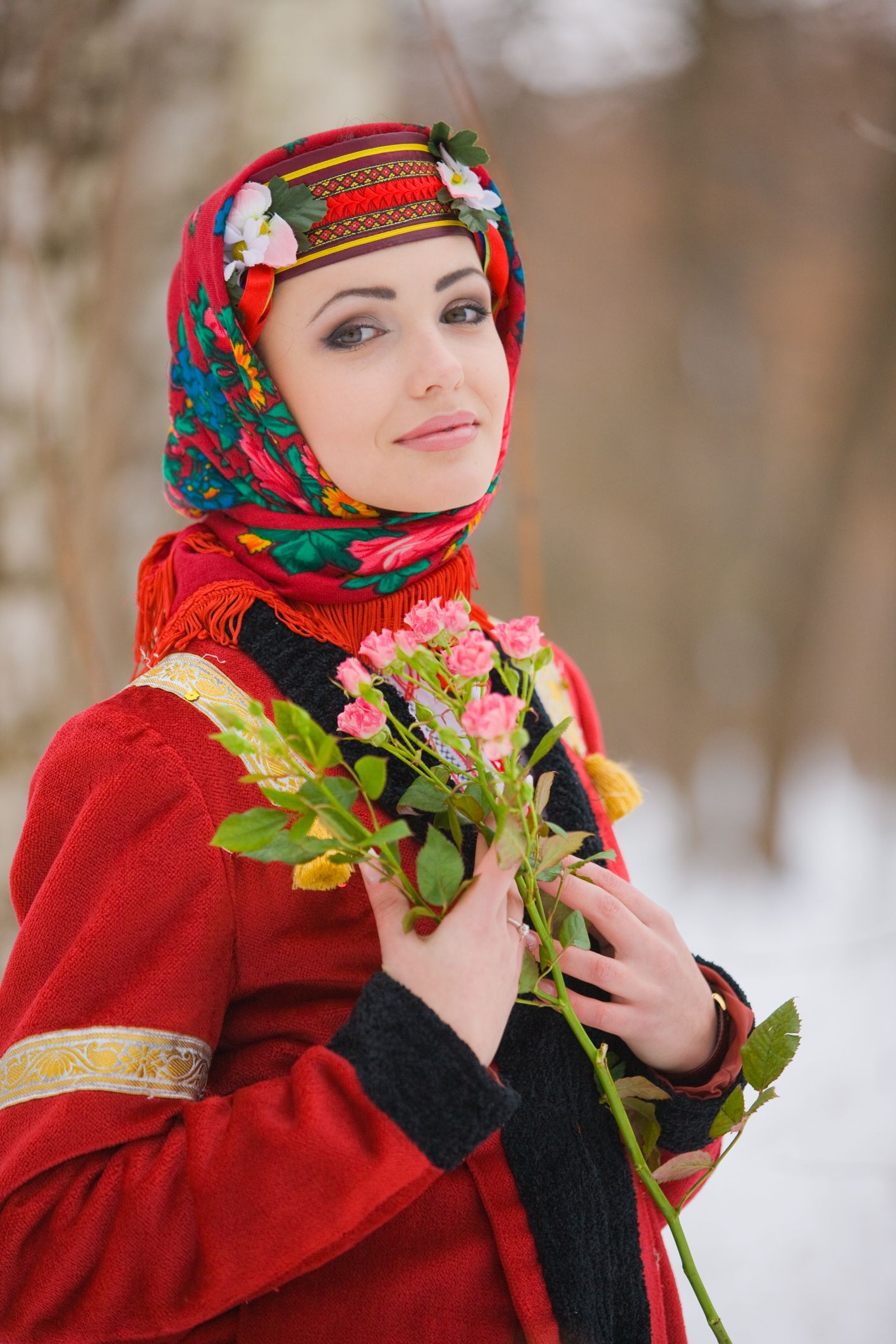 Sexy girl Girls in Slavic costumes in Huh Hoto